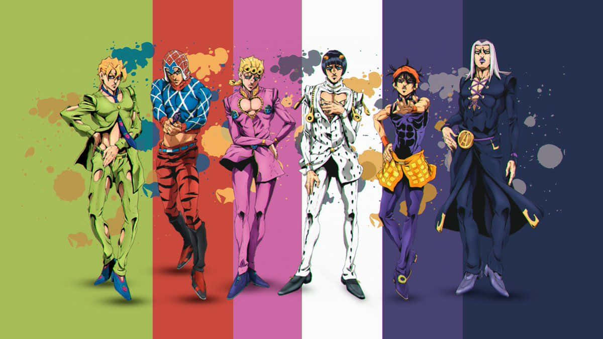 Six Golden Wind In Jojo Manga Wallpaper