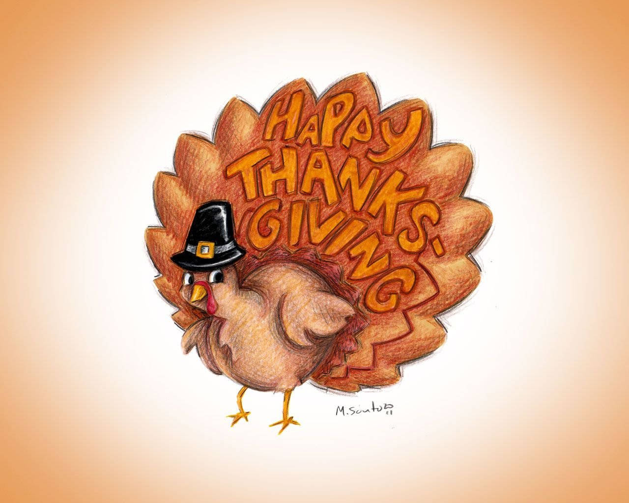 Sketch Turkey Happy Thanksgiving Wallpaper