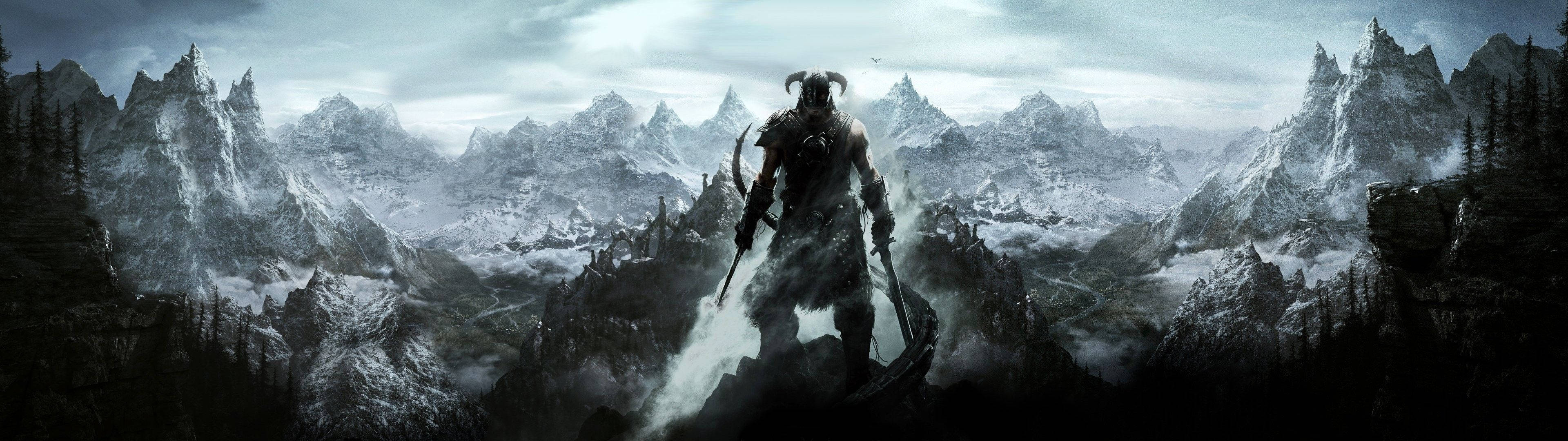 Skyrim Gaming Dual Screen Wallpaper