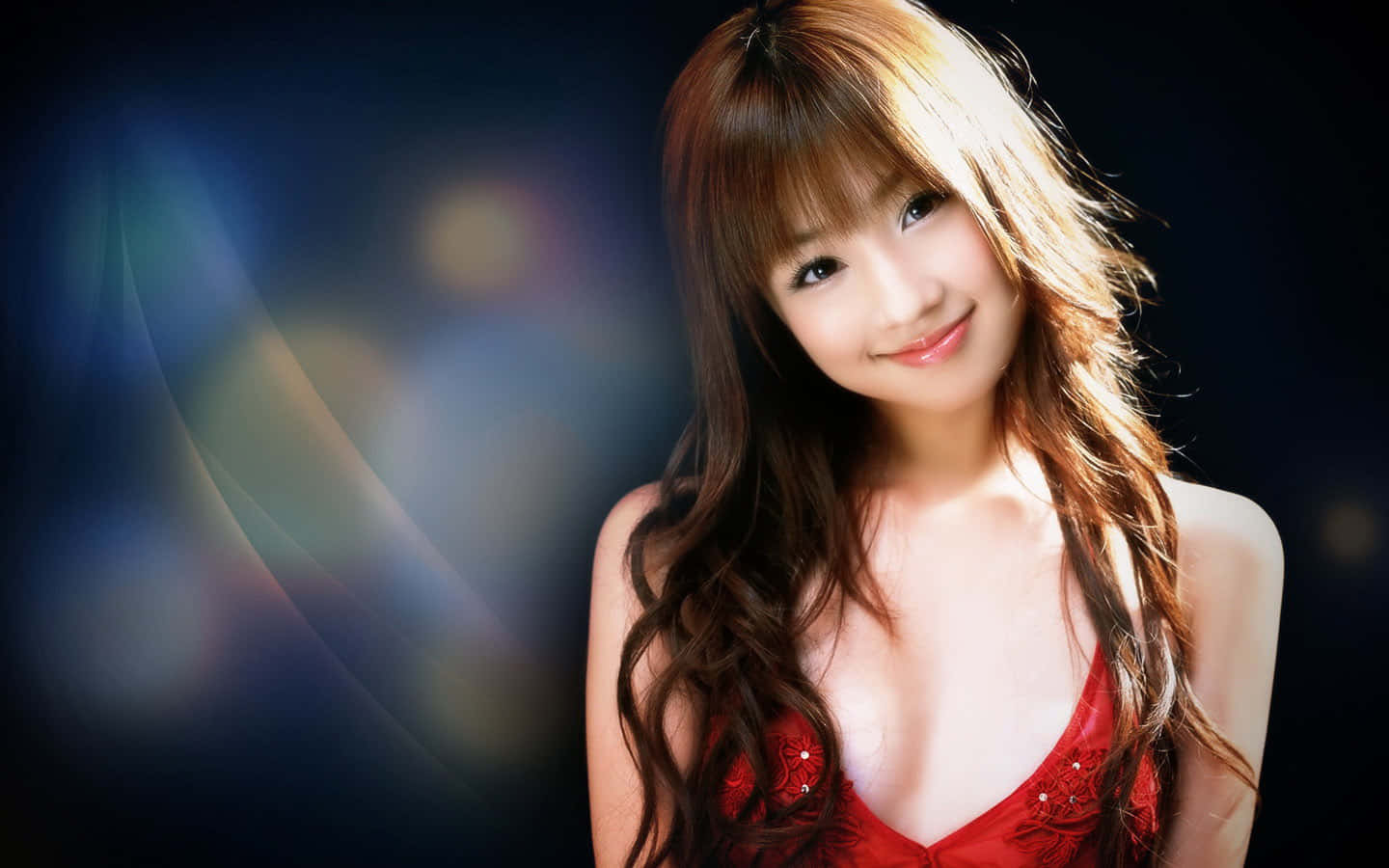 Smiling Asian Model Wallpaper