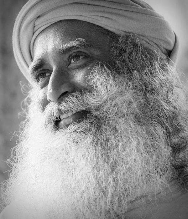 Smiling Sadhguru Black And White Wallpaper