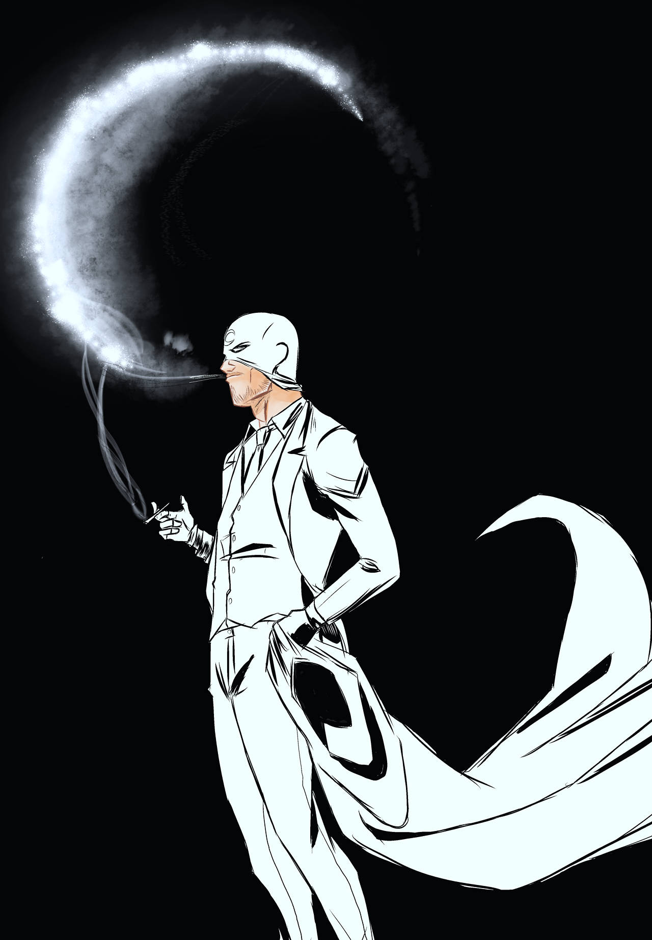 Smoking Marc Spector Moon Knight Phone Wallpaper