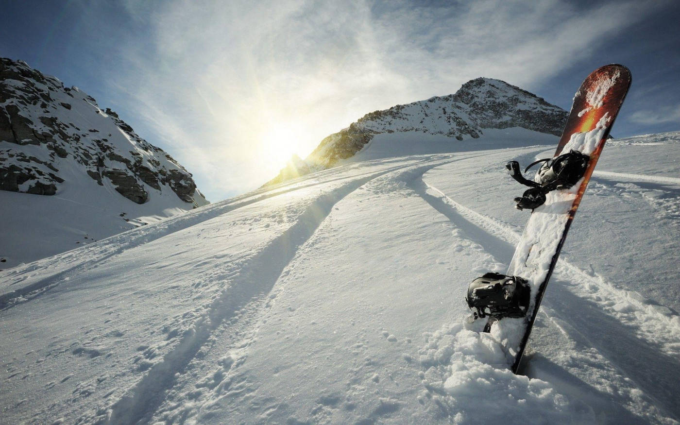 Snowboard Stuck In The Snow Wallpaper