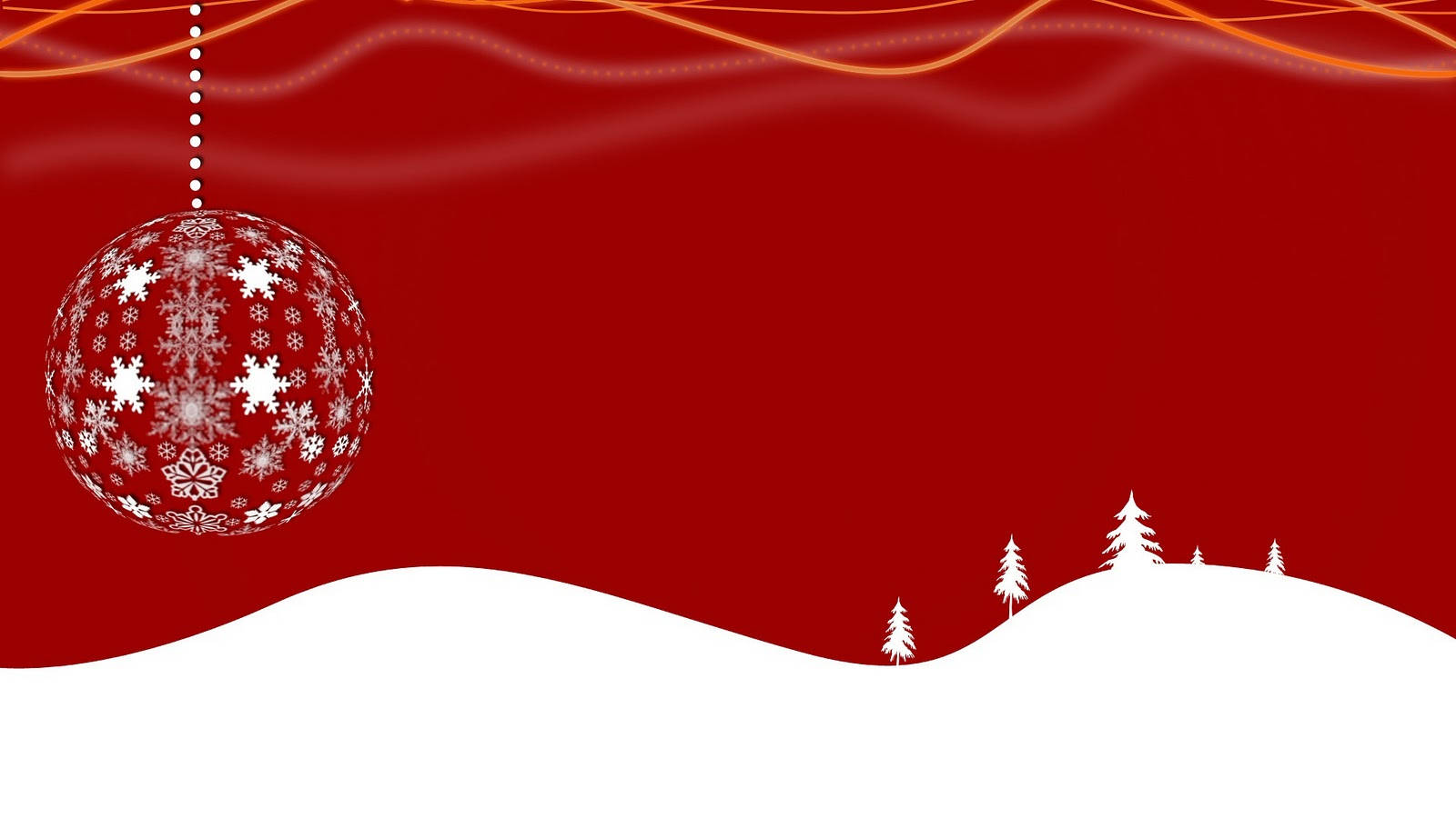 Snowfield On Red Christmas Background Wallpaper