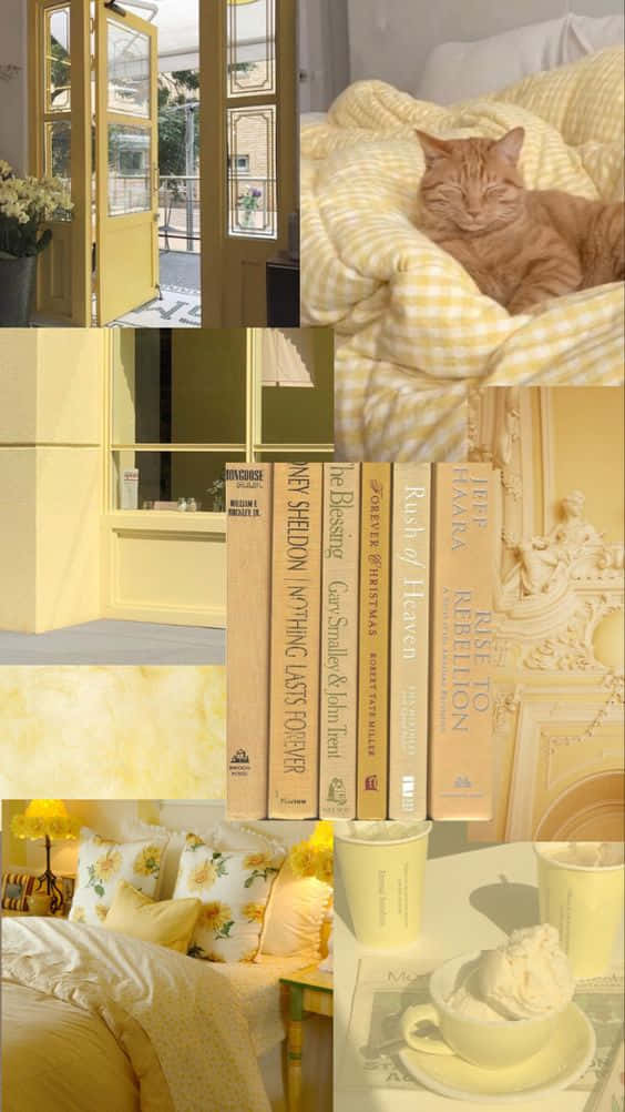 Soft Light Yellow Collage Art Wallpaper