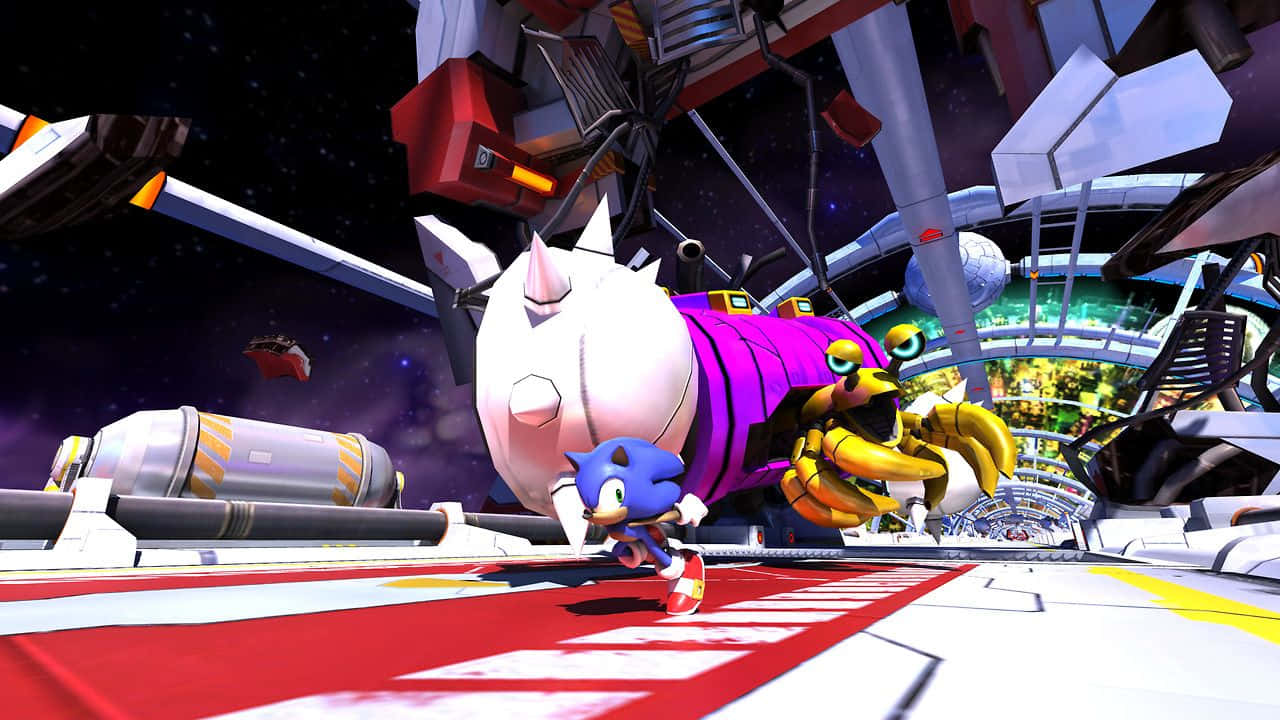 Sonic Colors With A Massive Villain Wallpaper