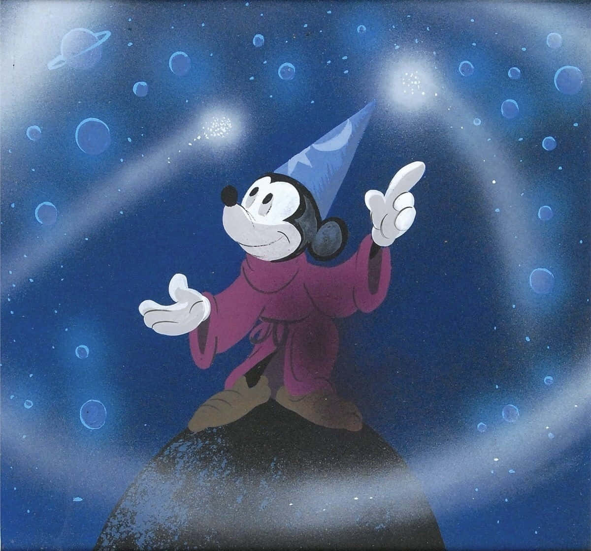 Sorcerer's Apprentice Mickey On Rock Wallpaper