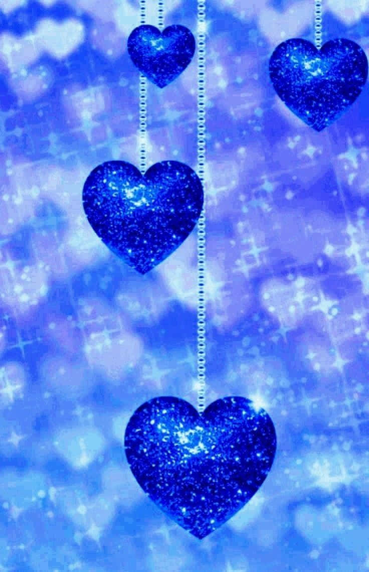 Sparkling Blue Hearts Wallpaper