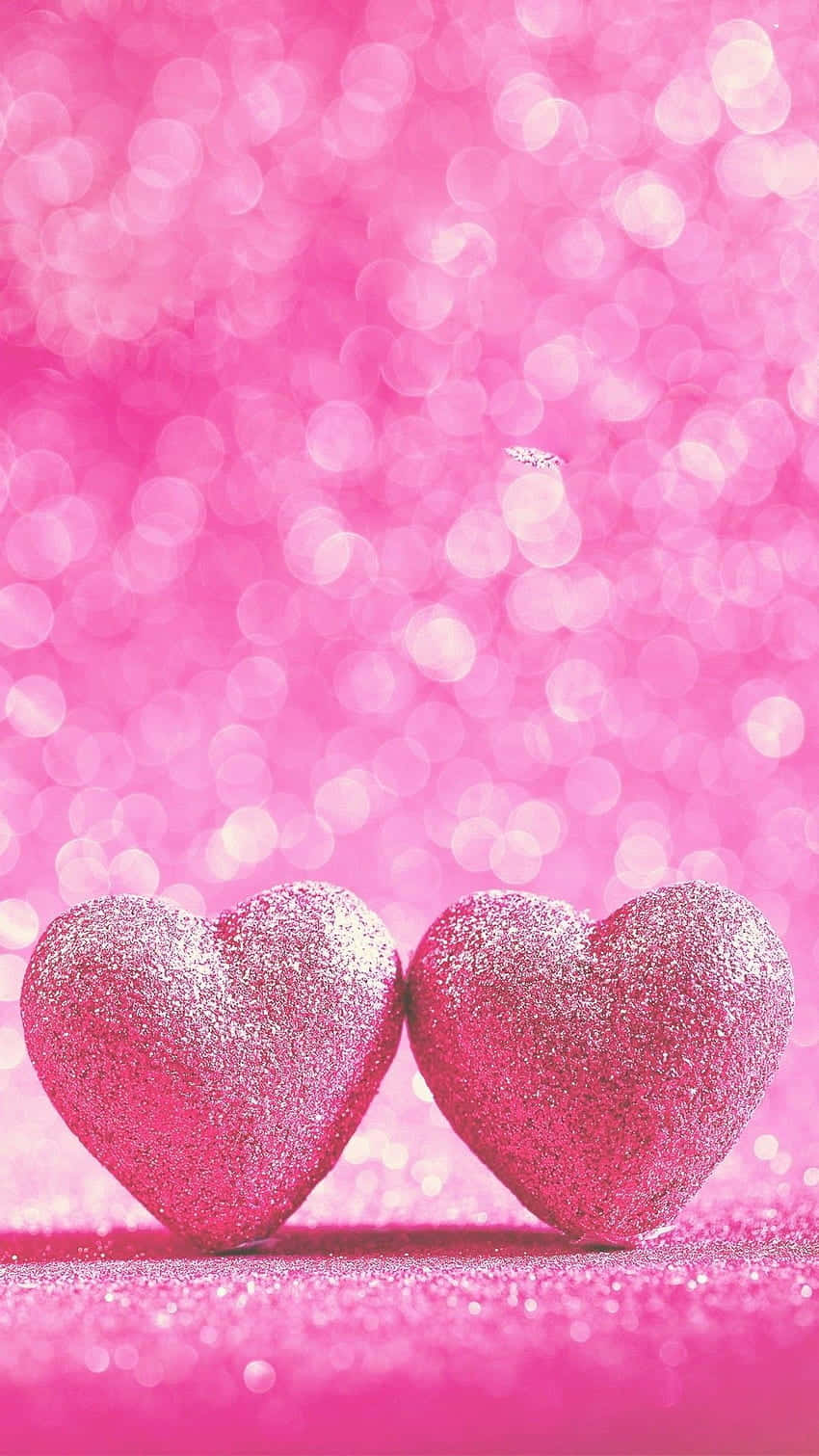 Sparkling Pink Hearts Love Backdrop Wallpaper