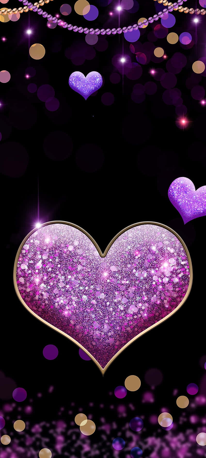 Sparkling Purple Hearts Wallpaper Wallpaper