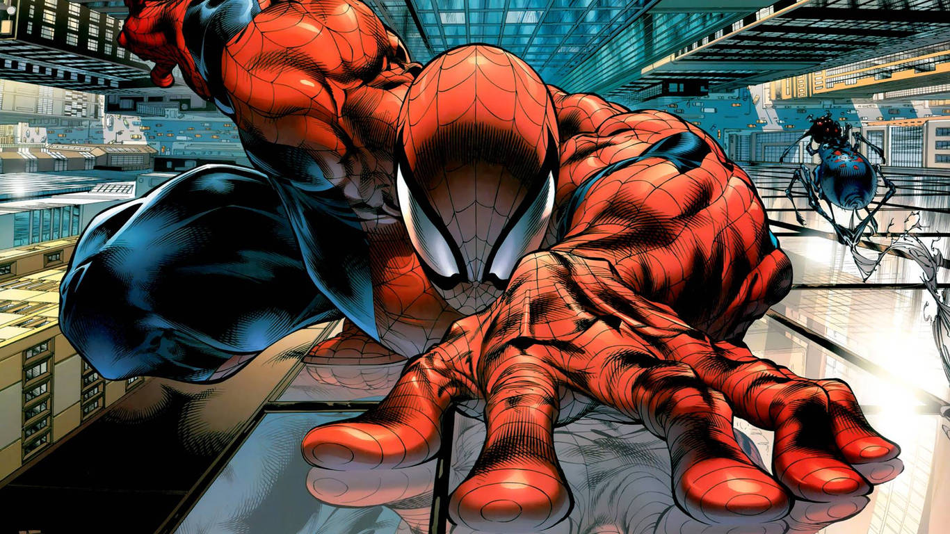 Spiderman 1366x768 Climbing Wallpaper