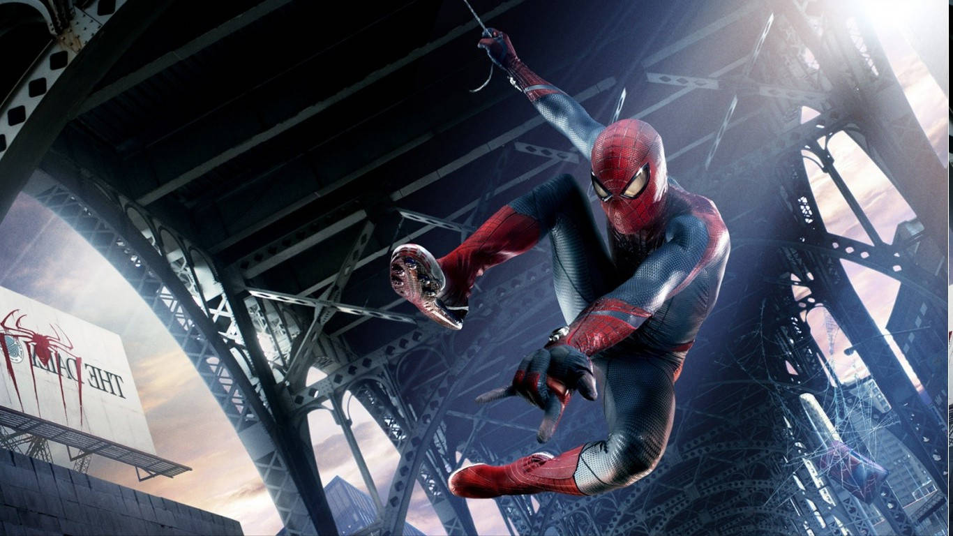 Spiderman 1366x768 Swinging Wallpaper