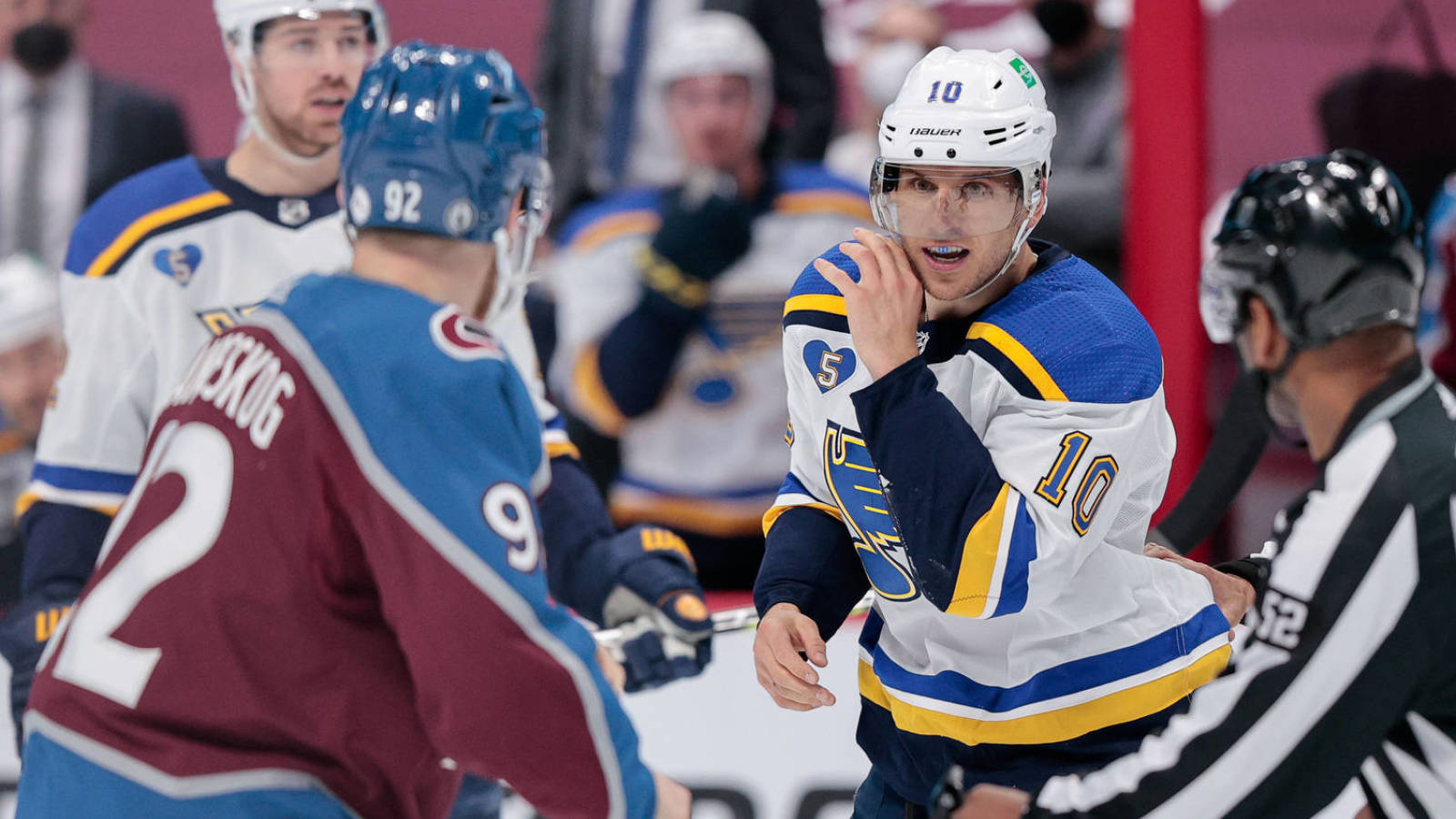 St. Louis Blues' Brayden Schenn In Action Against Colorado Avalanche Wallpaper