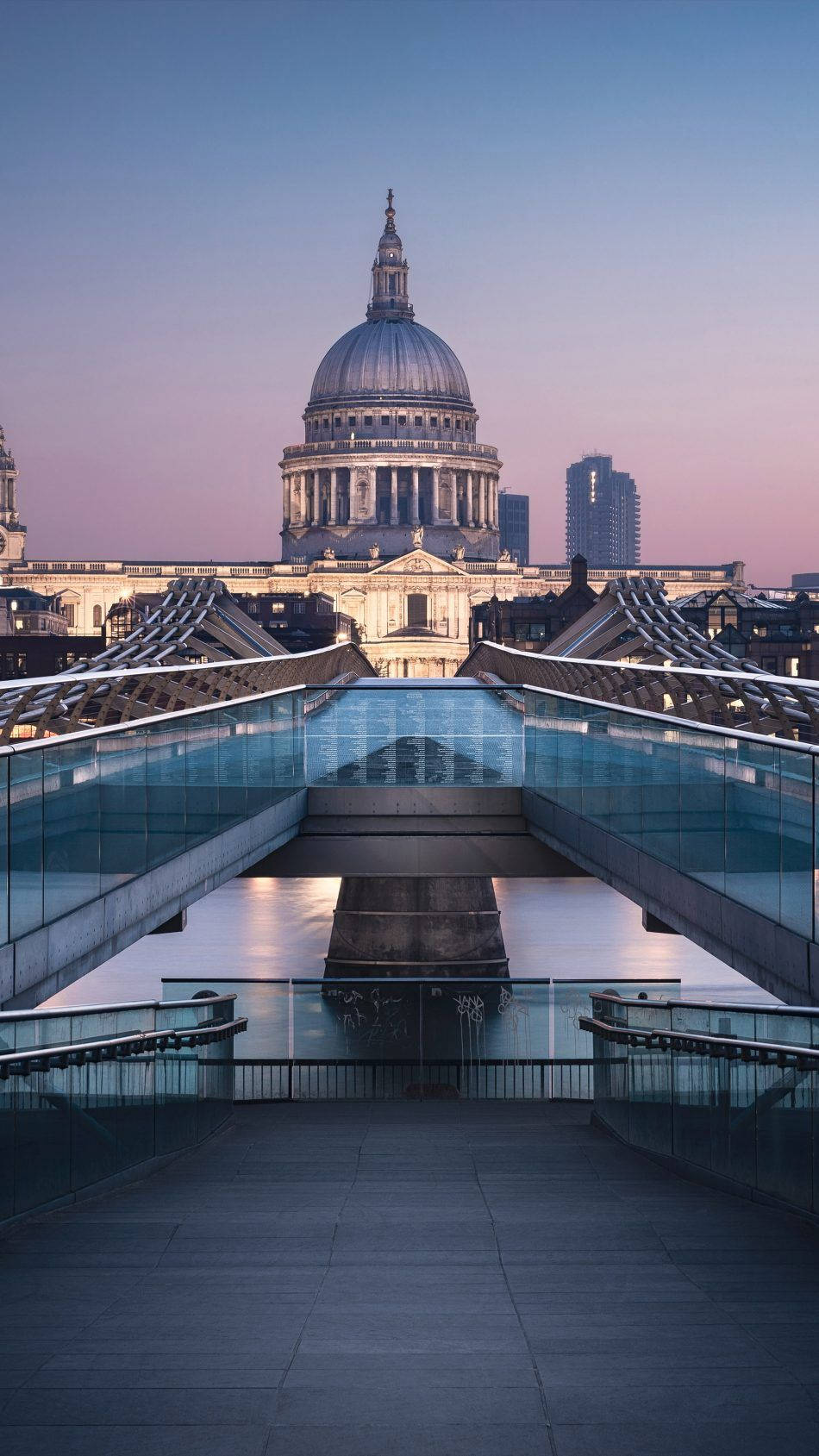 St Paul Going Down Millennium Bridge Wallpaper