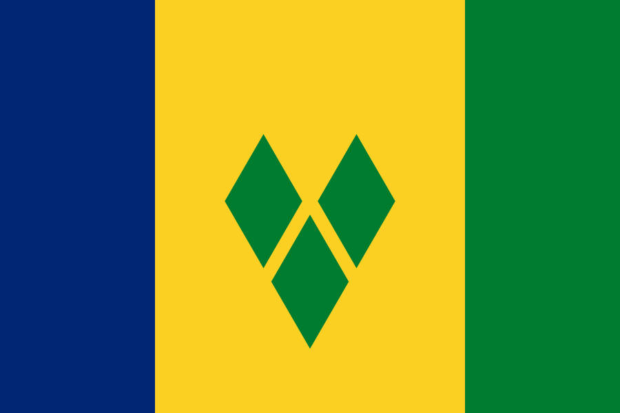 St. Vincent And The Grenadines Flag Flying Proudly Against Clear Blue Skies Wallpaper