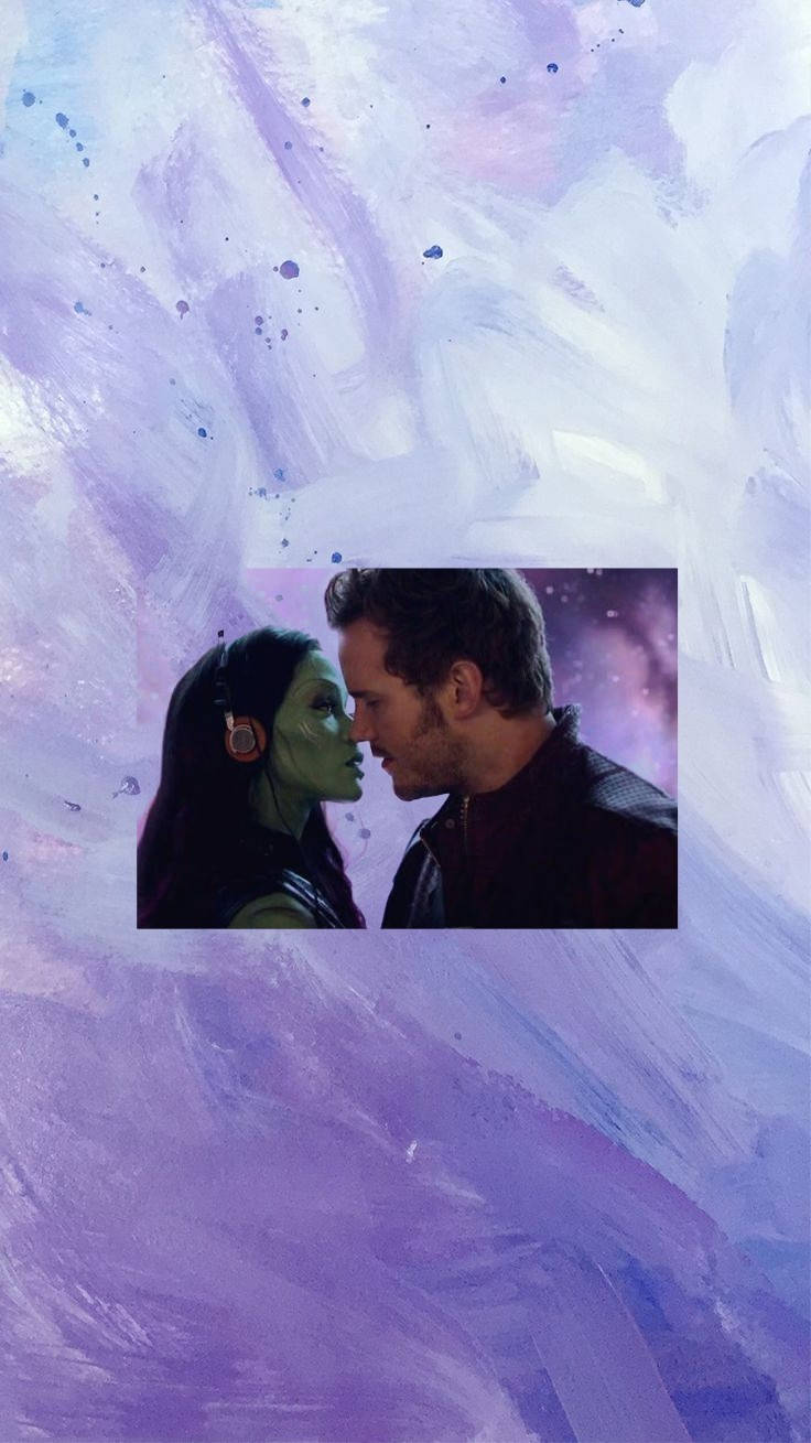 Star Lord Gamora Kiss Wallpaper