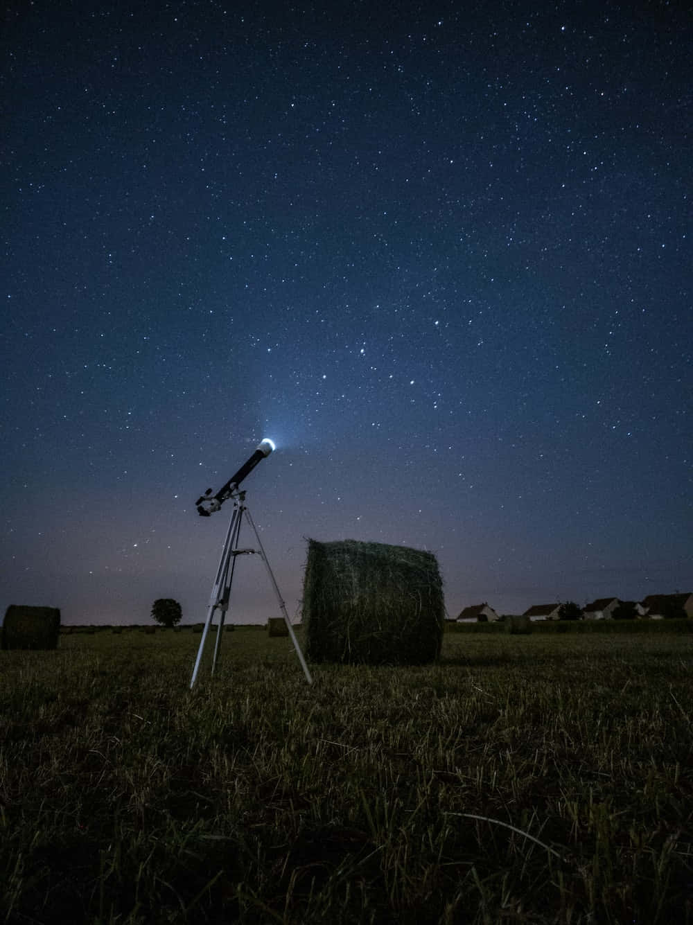 Stargazing Night Field Telescope Wallpaper