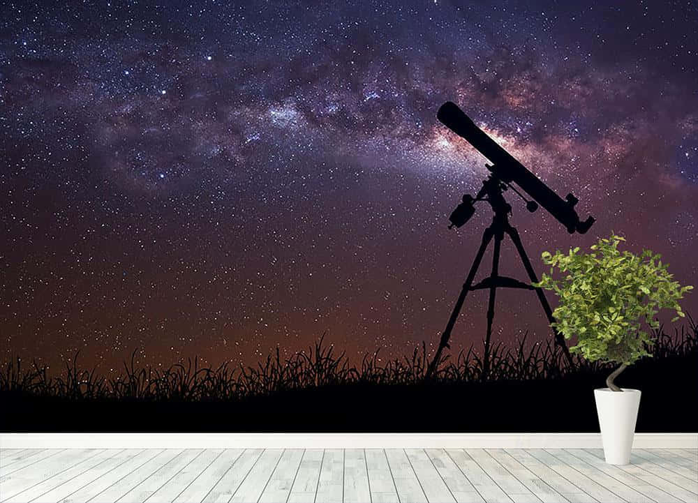 Stargazing Telescope Night Sky Wallpaper