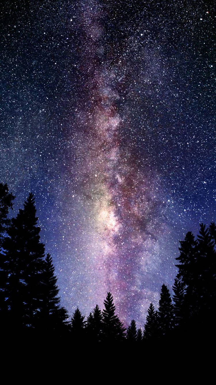 Stars And Purple Sky Hd Phone Wallpaper