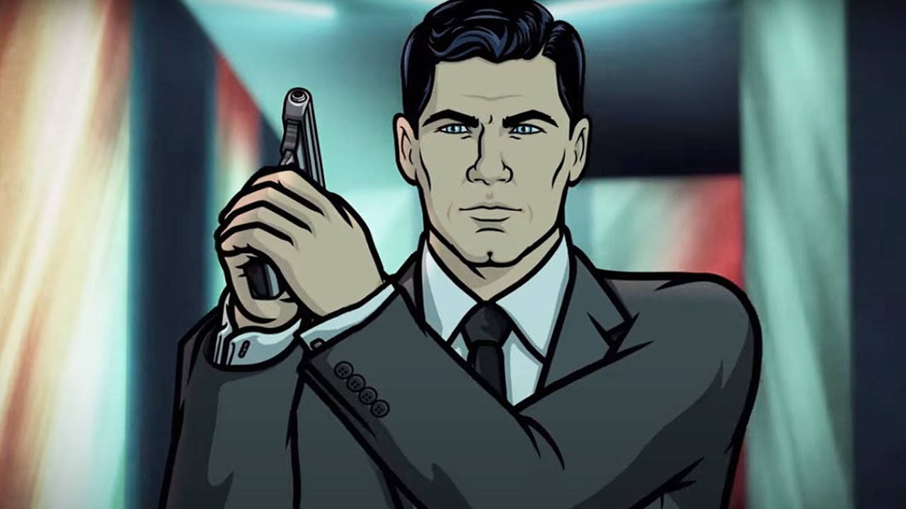 Sterling Archer Brandishing A Firearm Wallpaper