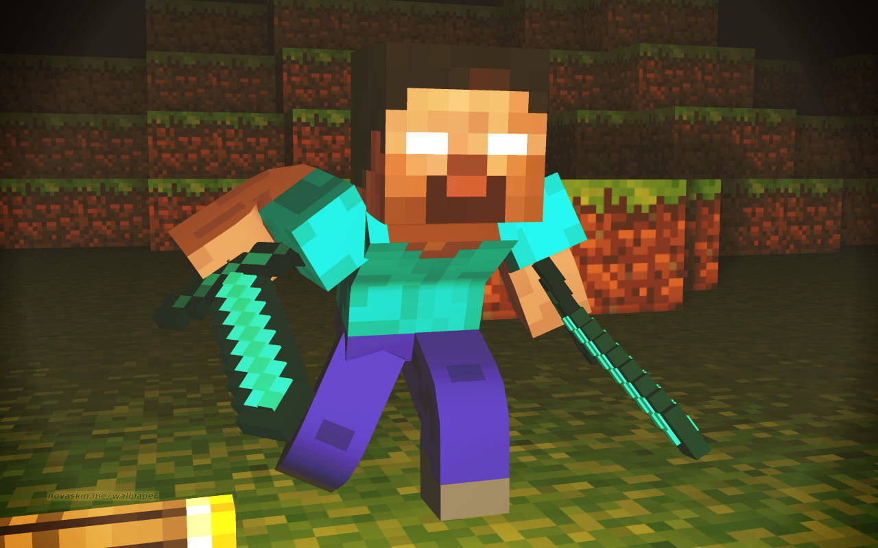 Steve Fighting Stance Cool Minecraft Wallpaper