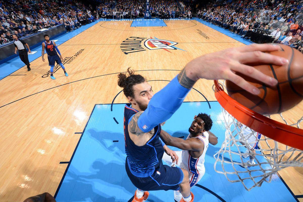 Steven Adams Epic Slam Dunk Wallpaper