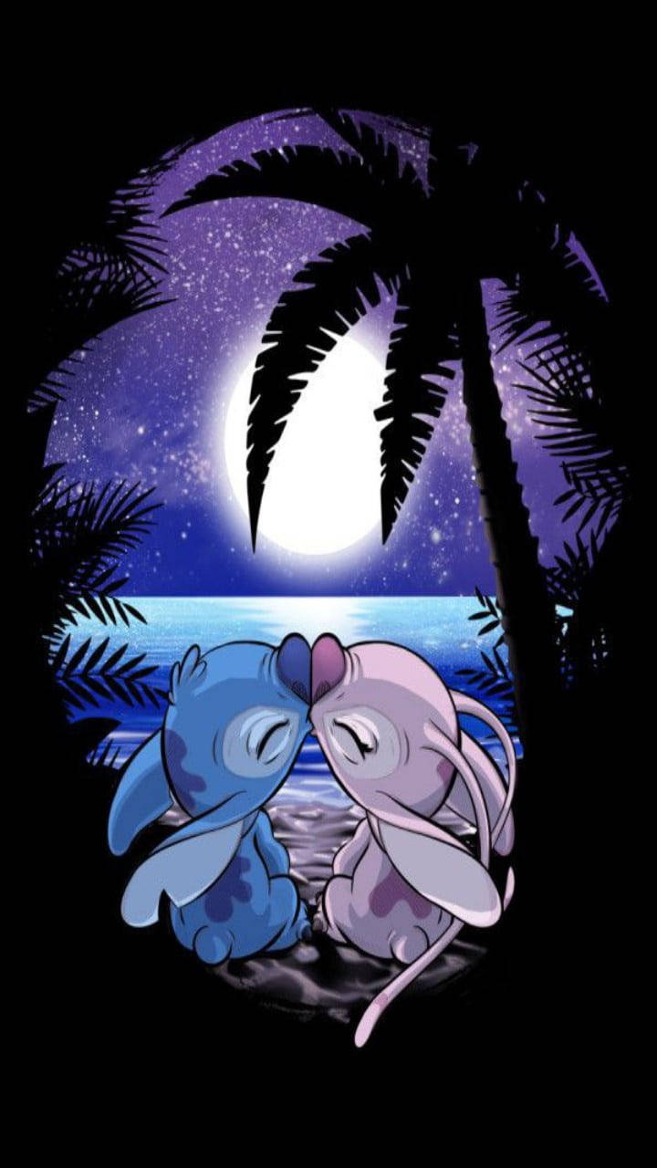 Stitch Angel In Full Moon Wallpaper