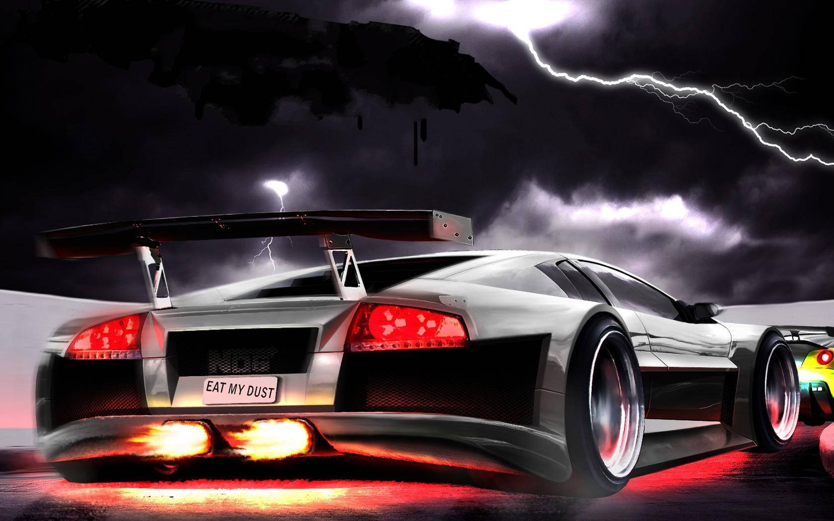 Stormy Silver 3d Car Wallpaper