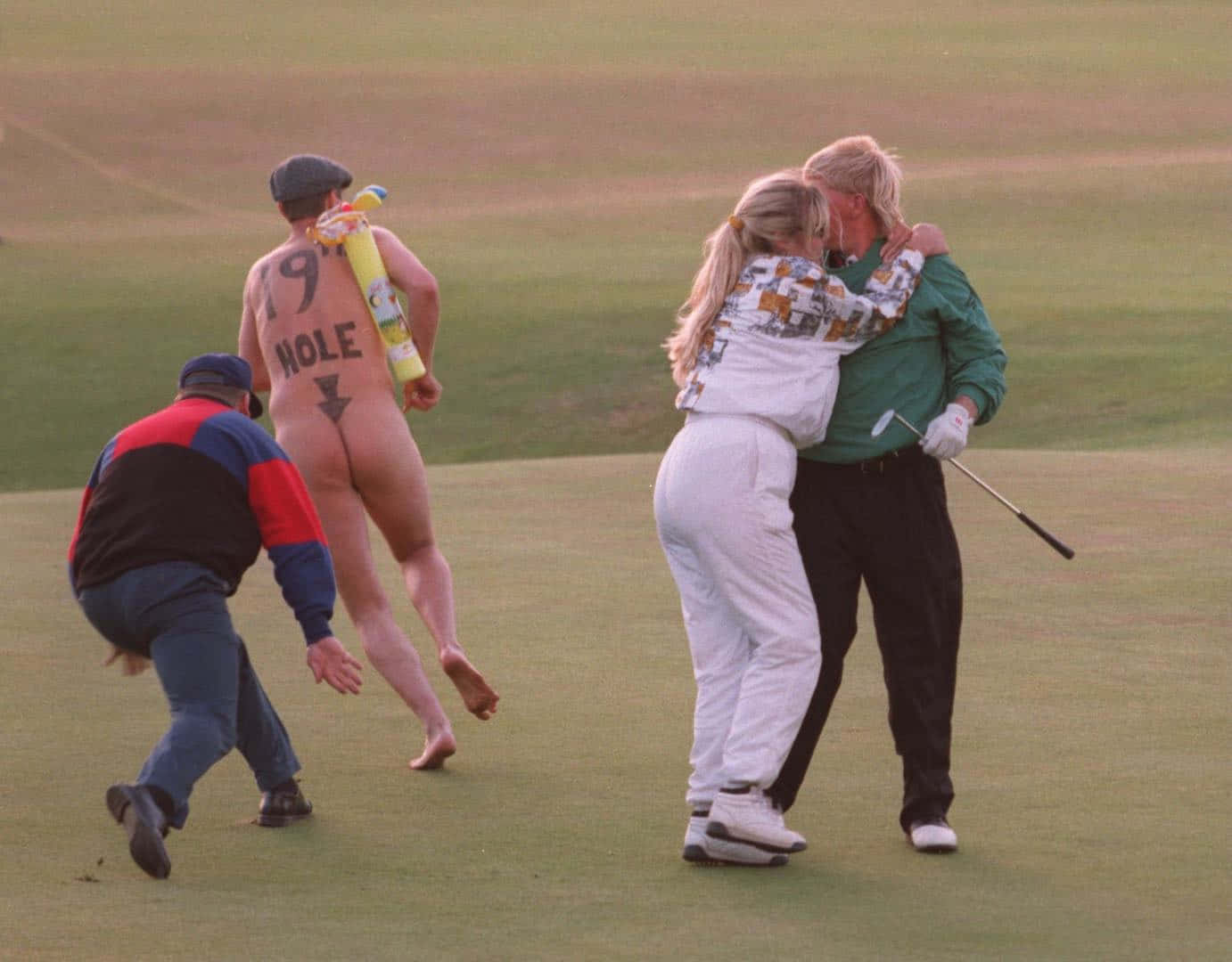 Streaker Interrupts Golf Celebration Wallpaper