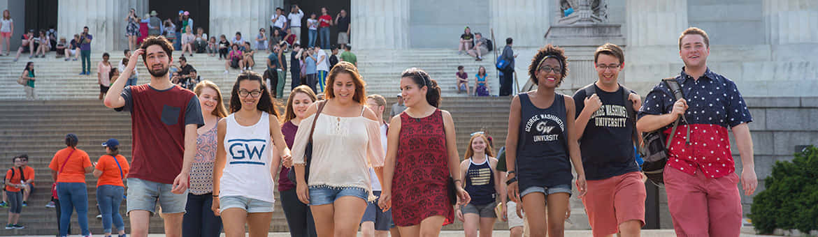 Students At George Washington University Campus Wallpaper