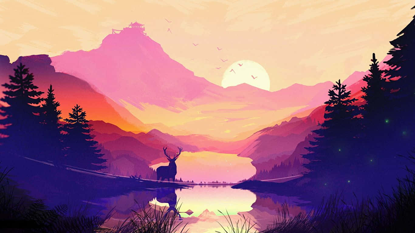 Stunning Beach Scene With A Radiant Sunset On A Laptop Screen 1366 X 768 Wallpaper