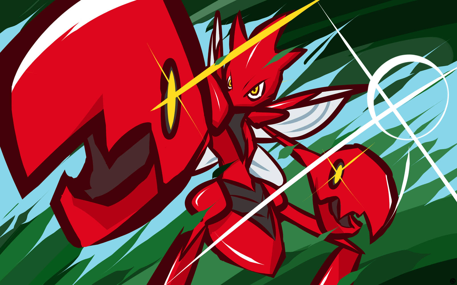 Stunning Close-up Of Scizor Pokemon In Action Wallpaper