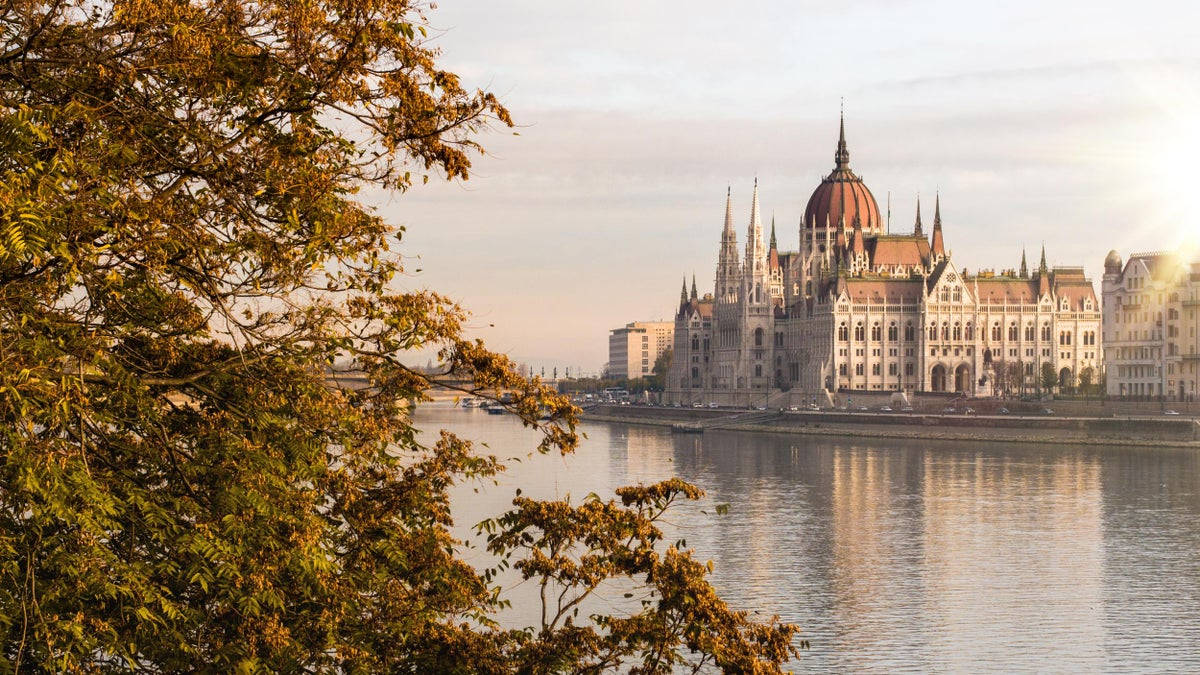 Stunning Dusk View Of The Hungarian Parliament Building, Budapest Wallpaper