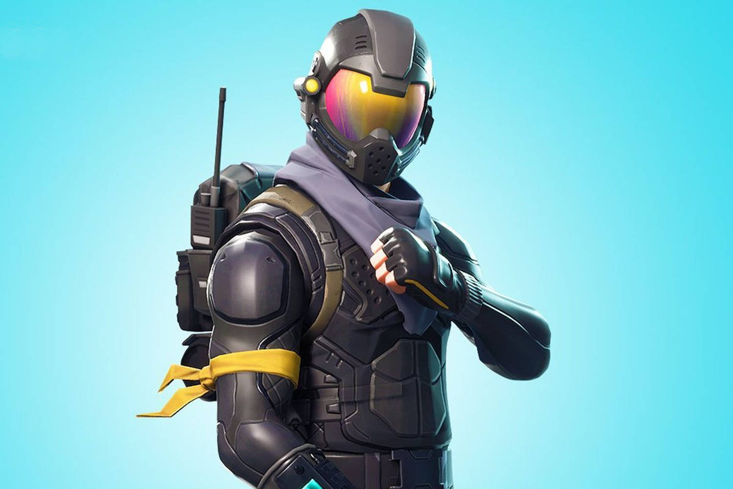 Stylish Fortnite Skin In Blue Background Wallpaper