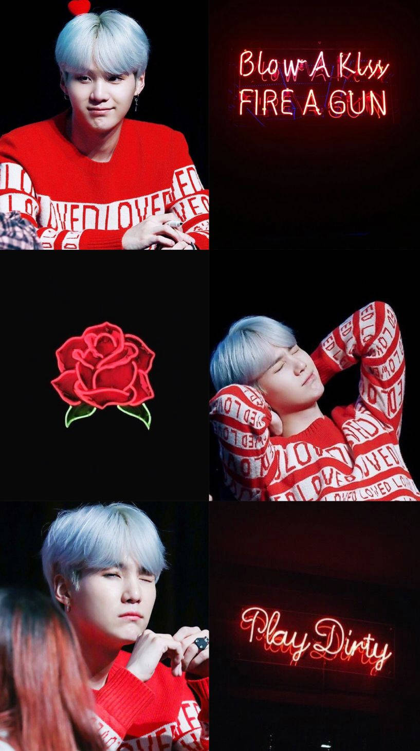 Suga Red Collage Wallpaper