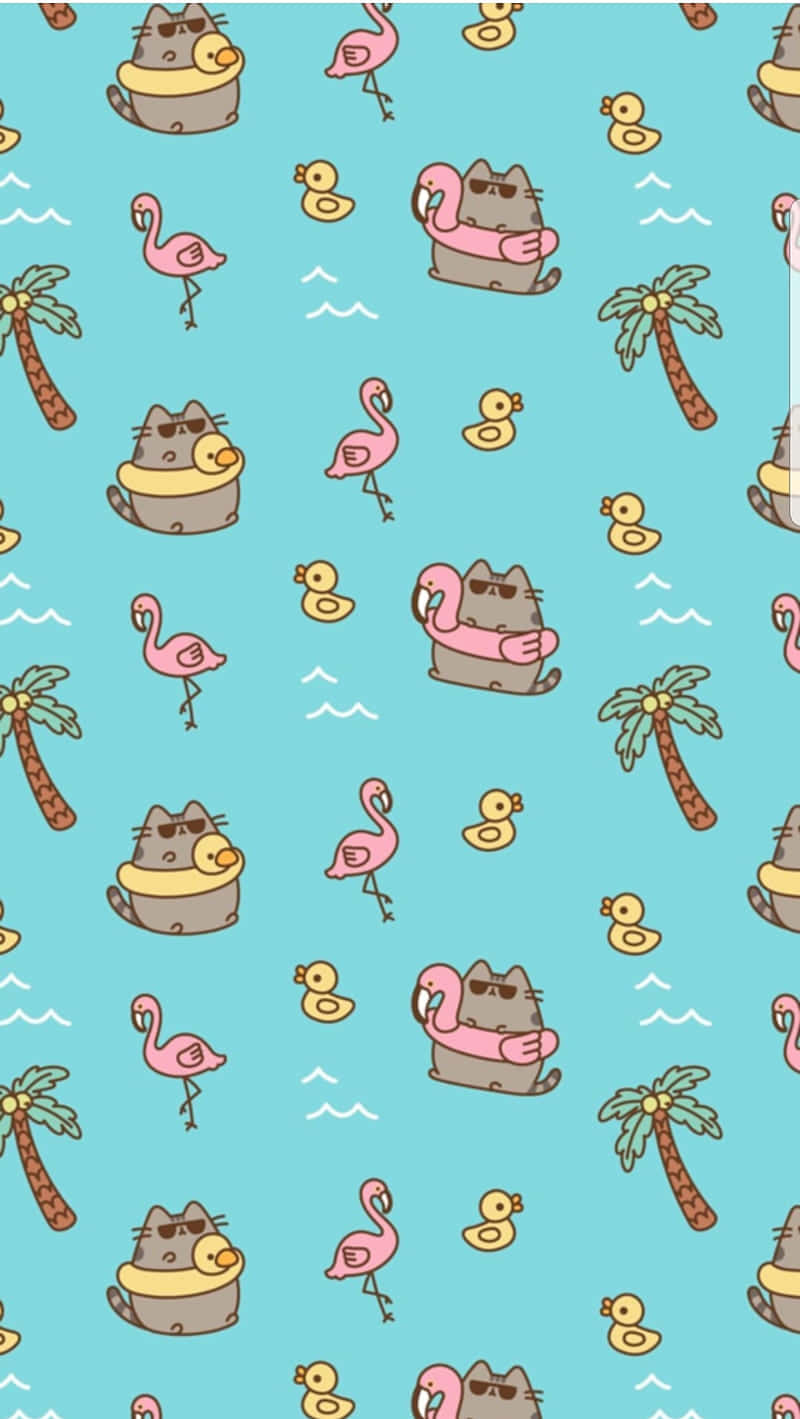 Summer Fun Pusheen Wallpaper