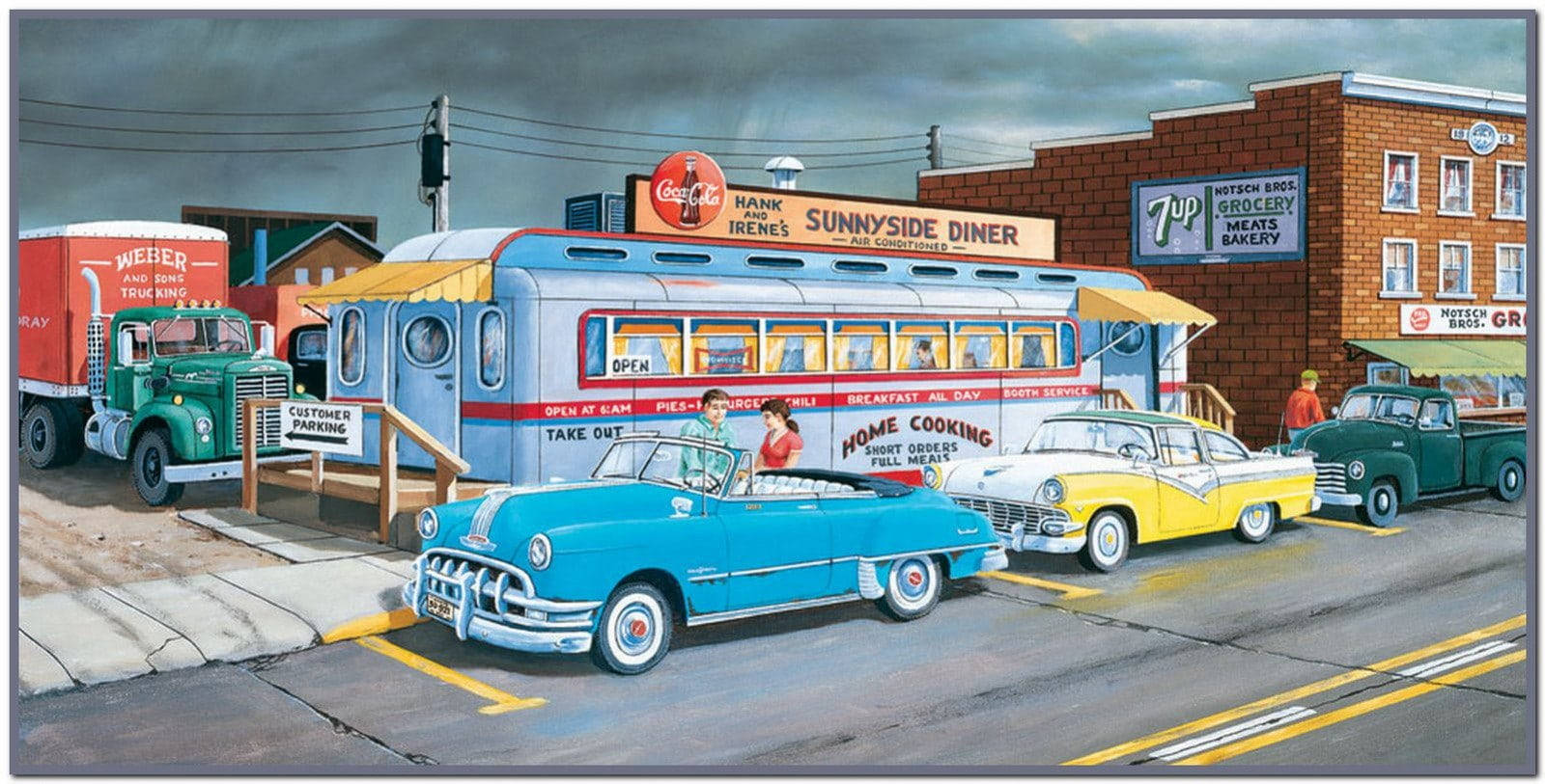 Sunnyside 50s Diner Art Wallpaper