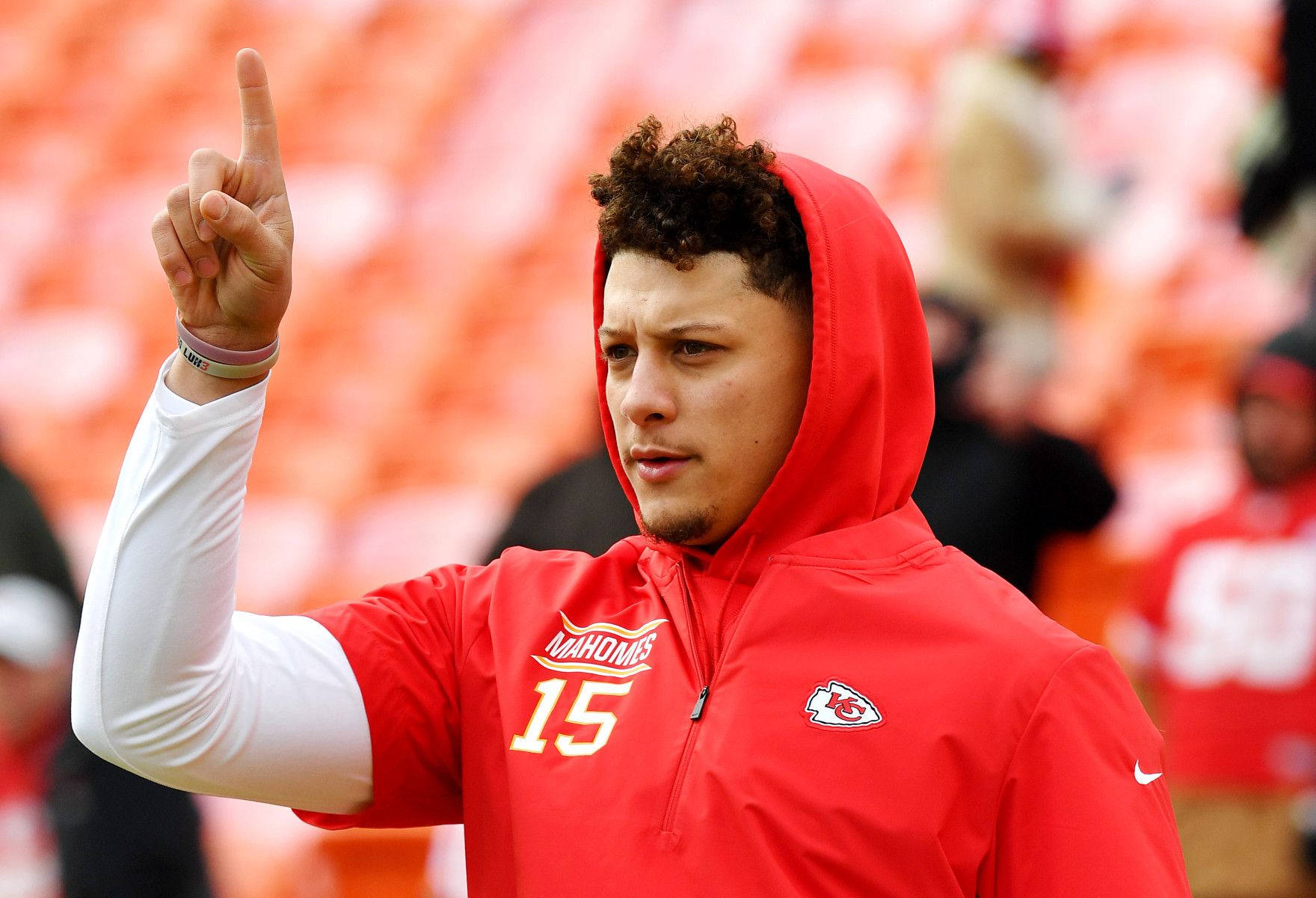 Super Bowl Champion Patrick Mahomes Celebrating Victory Wallpaper