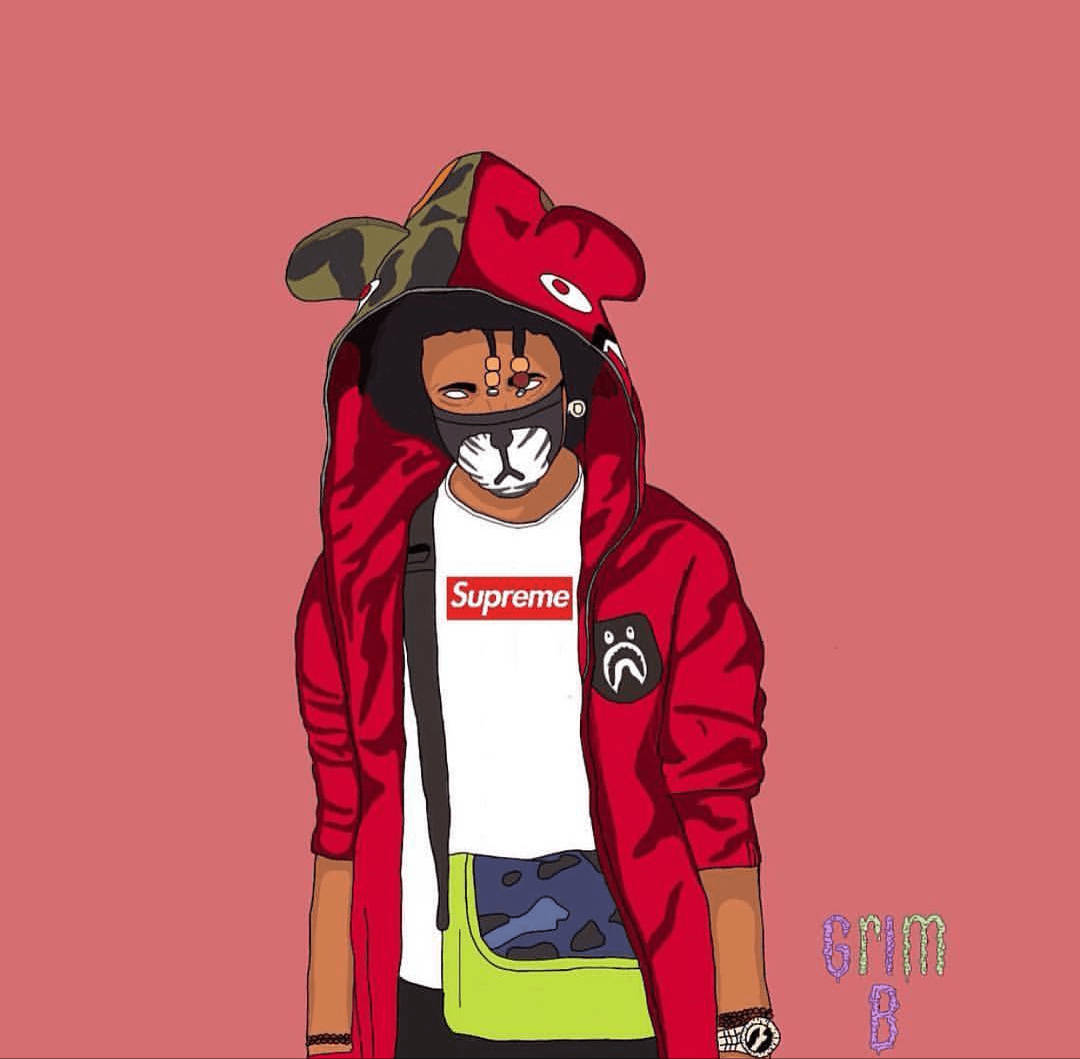 Supreme Red Dope Cartoon Wallpaper