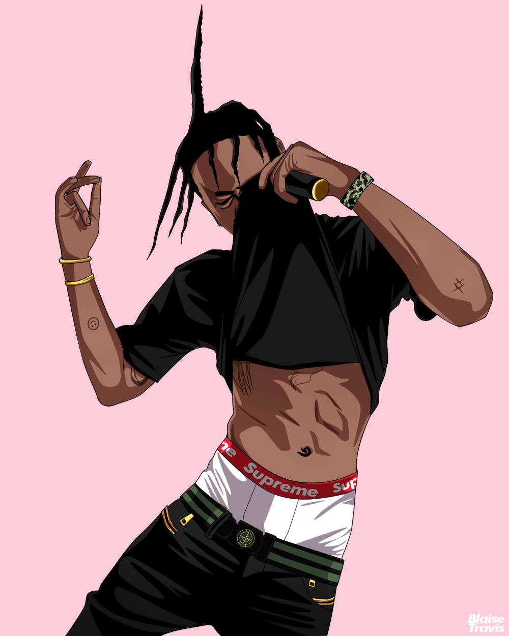 Supreme Travis Scott Dope Cartoon Wallpaper