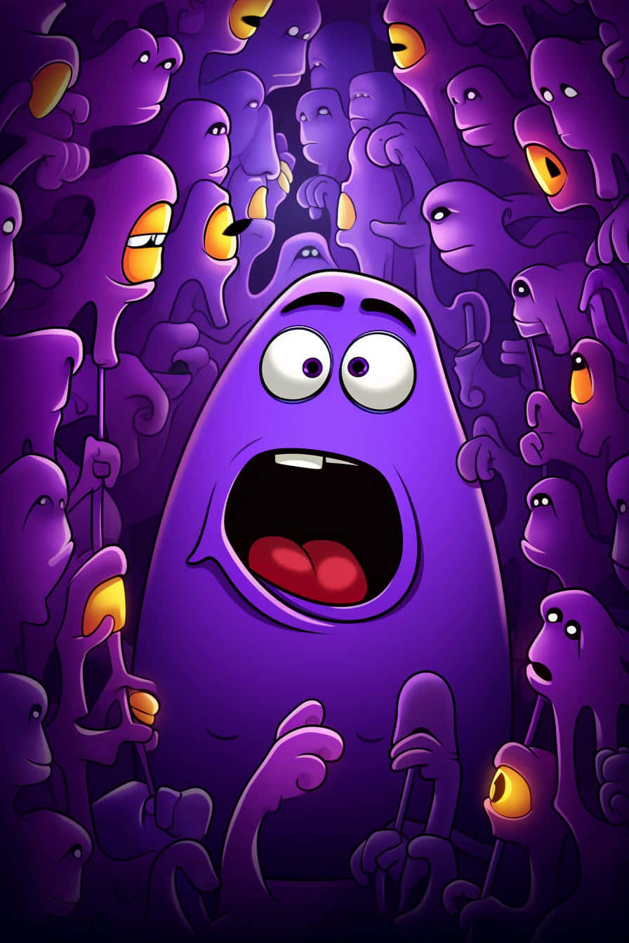 Surroundedby Grimacing Purple Creatures Wallpaper