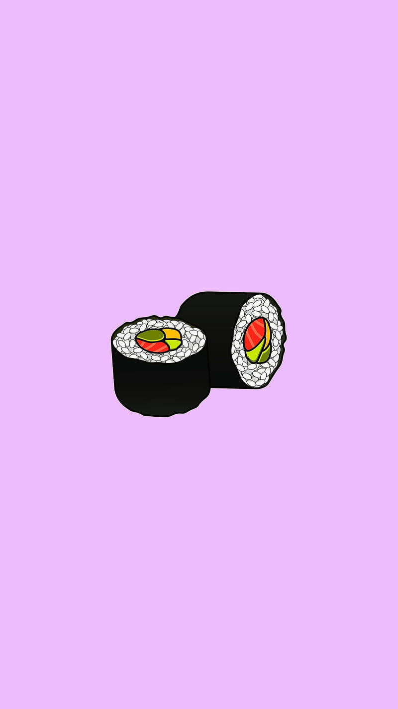 Sushi Rolls Illustration Purple Background Wallpaper