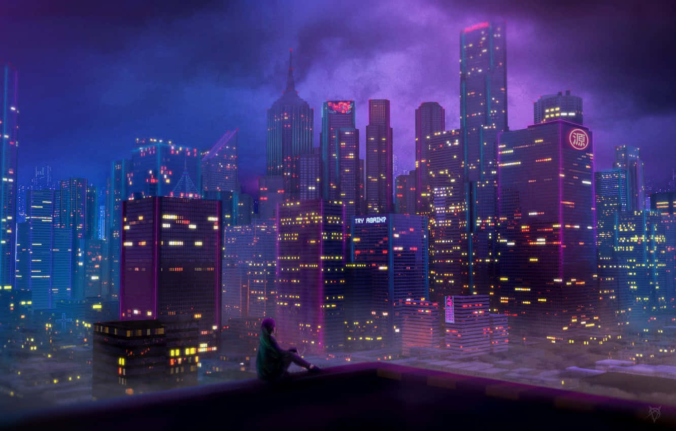 Synthwave City Lit Up Wallpaper