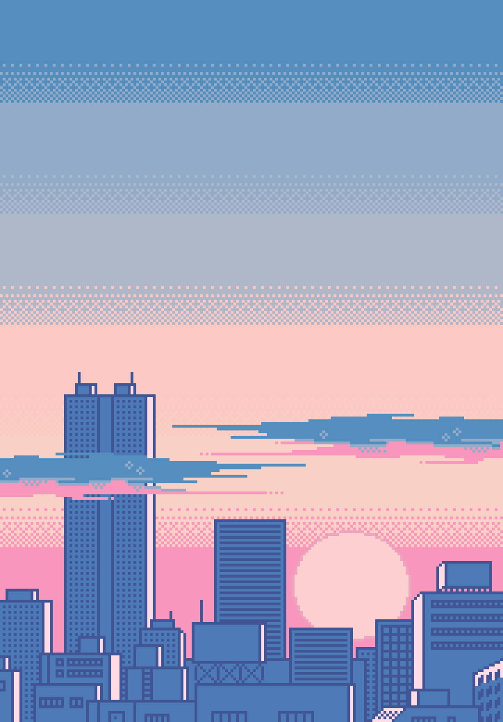 Tall Buildings In Aesthetic Pixel Art Hd Wallpaper