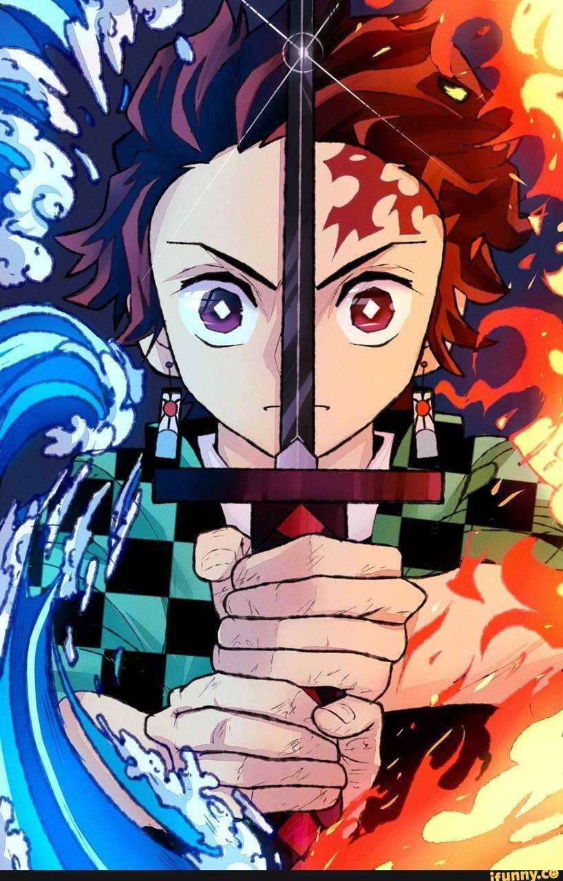 Tanjiro Aesthetic Split Art Wallpaper