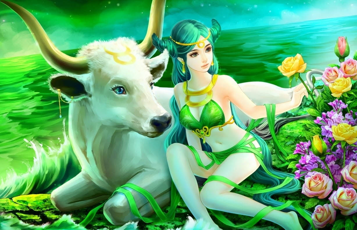 Taurus Green Clothes Girl Wallpaper