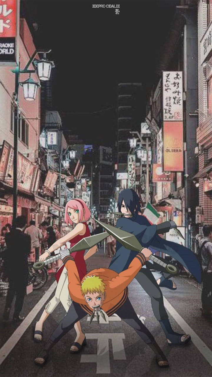 Team 7 Naruto City Iphone Wallpaper