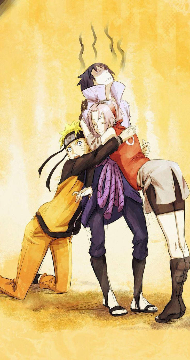 Team 7 Naruto Hug Iphone Wallpaper