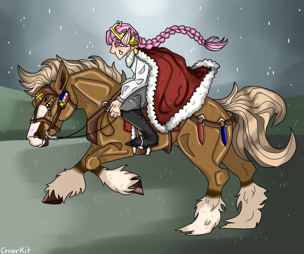 Technoblade Riding Horse Digital Drawing Wallpaper