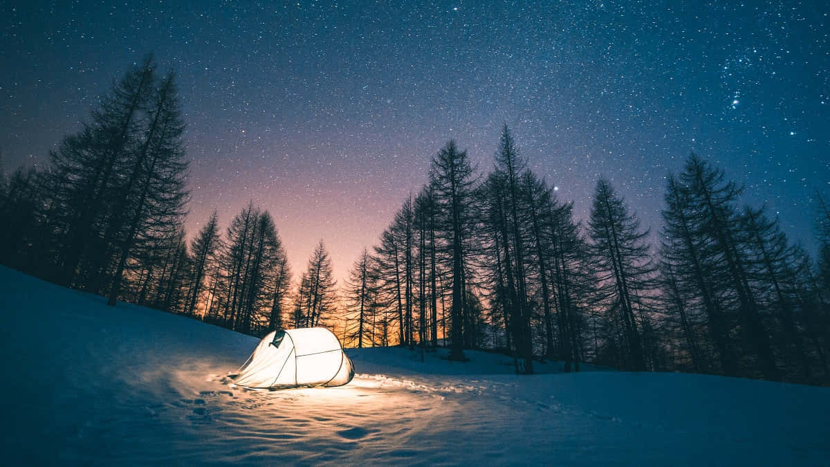 Tent Snowy Area Wallpaper